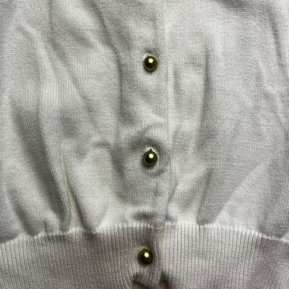Janie and Jack Ivory Faux Fur Collar Gold Button Cardigan Size 3 Years - Picture 3 of 4